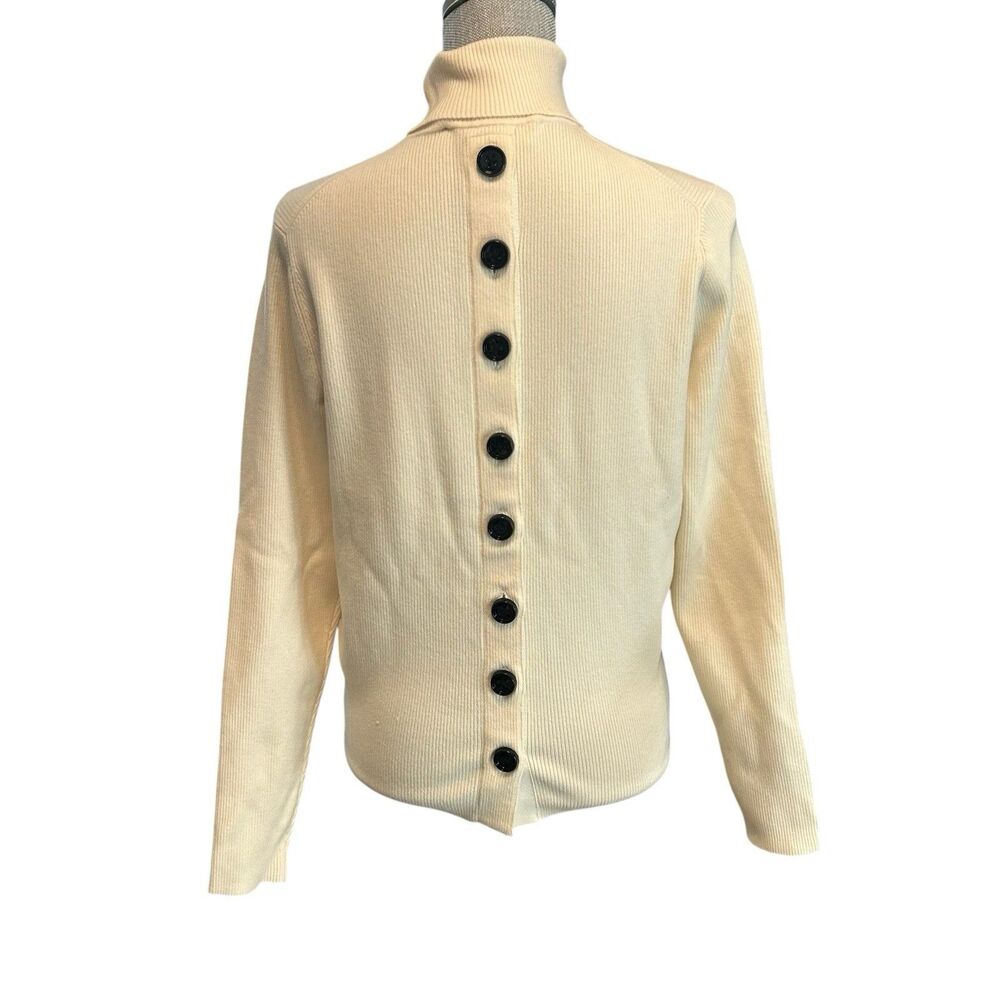 Victoria Beckham Sweater Womens Sz 8 Cream Turtle Neck Back Button Detail NWT